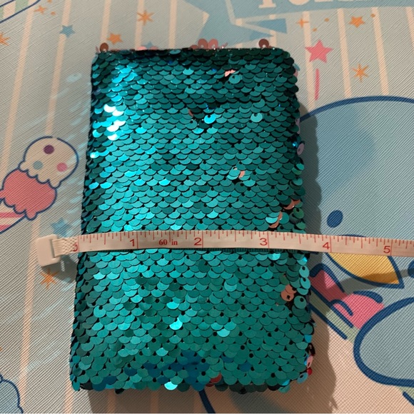 Turquoise Mermaid Reversible Flip Sequin Mini Notebook Journal - Picture 15 of 16